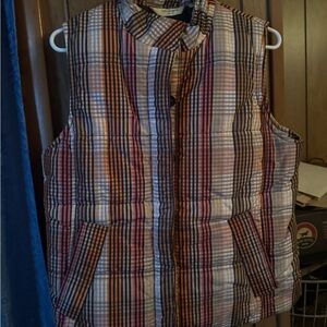 Liz Claiborne Multicolor Plaid Vest